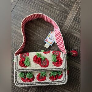 NWT viral Tomato Beaded Check Purse Bag